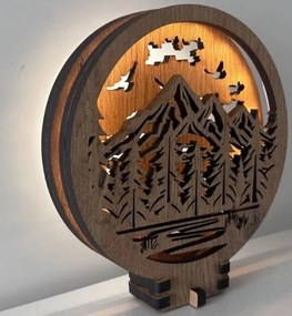 Drevená lampička na nočný stolík Vrchy