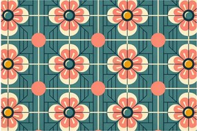 Obraz - Retro vzor s kvetmi (90x60 cm)