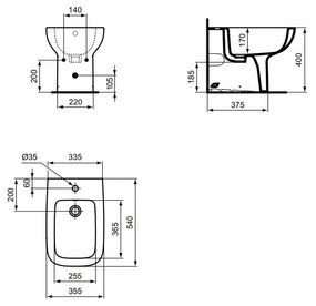 Ideal Standard i.life A - Stojací bidet 540x355 mm, biela T472001