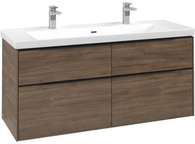 VILLEROY &amp; BOCH Subway 3.0 závesná skrinka pod umývadlo, 4 zásuvky, s LED osvetlením, 1272 x 478 x 429 mm, Arizona Oak, C602L1VH