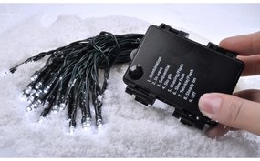 Solight Svetelná vonkajšia reťaz na batérie 50 LED s časovačom 5 m, teplá biela