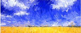 Obraz - Olejomaľba, Zlaté pole (120x50 cm)