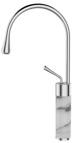 Invena Gabro, vysoká umývadlová batéria, biela-chrómová, INV-BU-33-W02-V