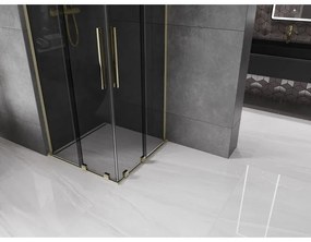 Mexen Velar L Duo, sprchový kút s posuvnými dverami 80 x 80 cm, 8mm šedé sklo, zlatá lesklá, 871-080-080-02-43-50