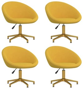 Jedálenské stoličky 4 ks žlté zamatové