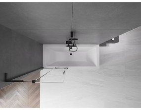 Mexen Velar L, 2-krídlová posuvná vaňová zástena 85 x 150 cm, 8mm číre sklo, čierna matná, 896-085-003-01-70