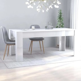 Jedálenský stôl, lesklý biely 180x90x76 cm, drevotrieska 801307