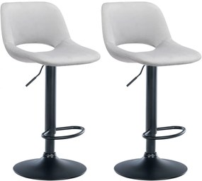 Design-Shop 2x Barová stolička Camden - zamat, čierny rám - Svetlo sivá