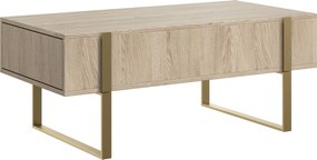Konferenčný stolík Verica so zásuvkami 120 cm - dub piškótový / zlaté nožičky