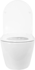 Rea Carlo Mini, závesná WC misa 490x365x370mm, Rimless Tornado NF + toaletné WC sedadlo, biela lesklá, REA-C1260