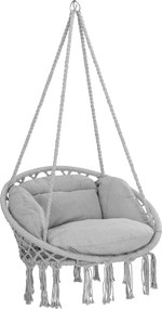 Závesné kreslo BOHO s vankúšmi, Ø61cm, svetlo sivá Detex