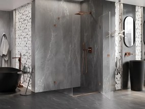 Mexen Lunar-B, pravostranný výklopný sprchový kút 80 x 80 cm, 8mm číre sklo, profil medená matná, 832-080-080-65-00-P