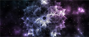 Obraz - Lotusová mandala vo vesmíre (120x50 cm)