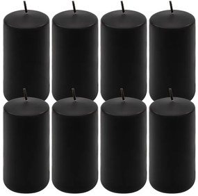 Čierna parafínová sviečka 10 cm, 20 h horenia, sada 8 ks