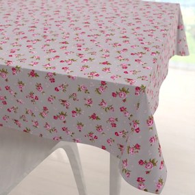 Biante Bavlnený štvorcový obrus Sandra SA-343 Ružové ružičky na sivom 130x130 cm