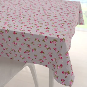 Biante Bavlnený štvorcový obrus Sandra SA-343 Ružové ružičky na sivom 130x130 cm