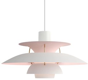 Louis Poulsen Závesná lampa PH 5 White/Pale rose – výročná edícia