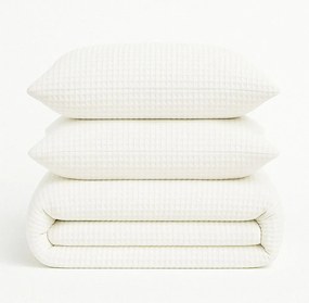 Biele obliečky na jednolôžko z bavlny Renforcé 140x200 cm Waffle Striped – Mila Home Luxury