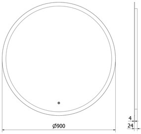 Mexen Oro, okrúhle LED podsvietené kúpeľňové zrkadlo 90 cm, 6000K, vykurovacia podložka proti zahmlievaniu, 9824-090-090-611-00