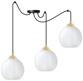Závesné svietidlo Costa Spider, 3x biele sklenené tienidlo, b/g