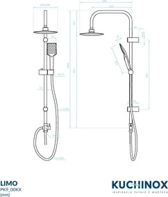 Kuchinox Limo, sprchový stĺp s dažďovou hlavicou, chrómová, LAV-PG9_00KX