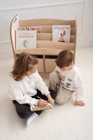 Dětský montessori regál s knihovnou, bílý - 74 x 75 cm