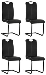 Jedálenské stoličky, perová kostra 4 ks, čierne, umelá koža