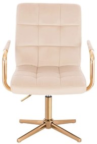 LuxuryForm DESIGN Stolička VERONA GOLD VELUR na zlatom kríži - krémová