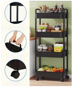 Regál na kolieskach POZIO 39x27x95 cm čierny