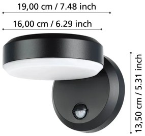 Eglo 900674 - LED Vonkajšie nástenné svietidlo so senzorom FORNACI 10,8/230V IP44