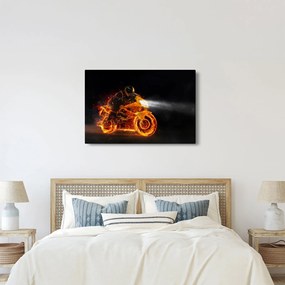 Obraz - Motorkár s plameňmi (90x60 cm)