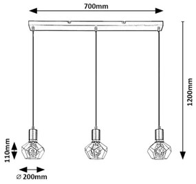 Rabalux 72242 - Luster na lanku FRAN 3xE27/40W/230V