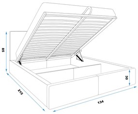 Čalúnená posteľ (výklopná) HILTON 120x200cm GRAFITOVÁ