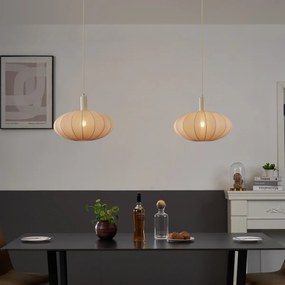 Japandi závesná lampa béžová s látkovým tienidlom 2-svetlá - Bida