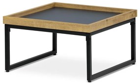 Stůl konferenční, MDF deska šedá s dekorativní hranou divoký dub, černý kov.