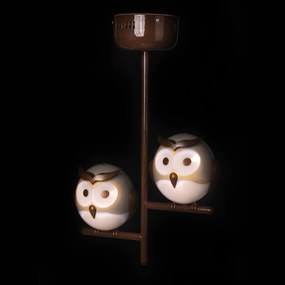 Detské stropné svietidlo Owl, 2x hnedé plastové tienidlo, br