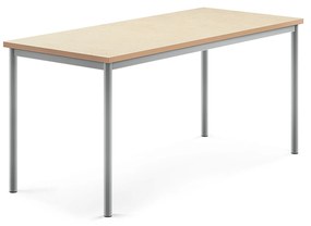 Stôl SONITUS, 1600x700x720 mm, linoleum - béžová, strieborná