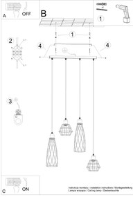 Sollux SL.1167 - Luster na lanku SUBA 4xE27/15W/230V čierna