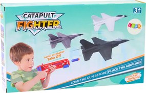 LEAN Toys Pištoľ na šípky 2v1 vystreľovač lietadiel modrá