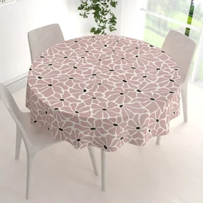 Biante Bavlnený okrúhly obrus Sandra SA-483 Hnedoružové designové kvety na bielom Ø 150 cm