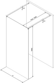 Mexen Kioto, sprchová zástena Walk-In 105 x 200 cm, 8mm číre sklo, chrómový profil, 800-105-002-01-00
