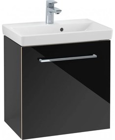 VILLEROY &amp; BOCH Avento závesná skrinka pod umývadlo Compact, 1 dvierka, pánty vľavo, 530 x 352 x 514 mm, Crystal Black, A88800B3