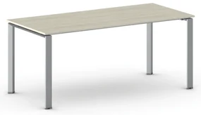 Rokovací kancelársky stôl PRIMO INFINITY, 180x90 cm, sivostrieborná podnož, dub prírodný
