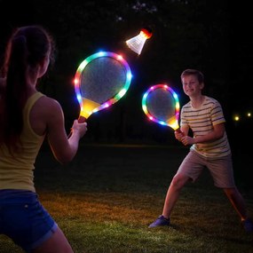 KIK Bedmintonová sada s LED osvetlením, 2 rakety a 2 šípky