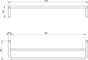 Deante Silia, dvojitý vešiak na uteráky, brúsený bronz, DEA-ADI_C631