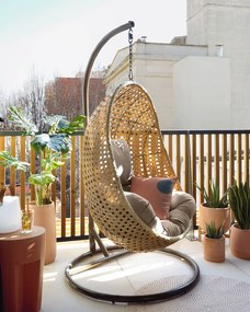 Záhradná závesná stolička cira s podstavcom prírodná MUZZA
