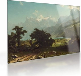 Sklenený obraz - Albert Bierstadt, Lake Lucerne, reprodukcia (70x50 cm)