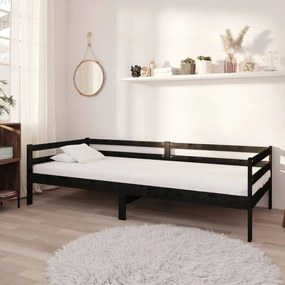 Denná posteľ s matracom 90x200 cm čierna borovicový masív