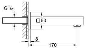 GROHE 13303000 - Vpusť do vane EUROCUBE 170 mm lesklý chróm