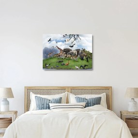 Sklenený obraz - Zvieratká na ostrove (70x50 cm)